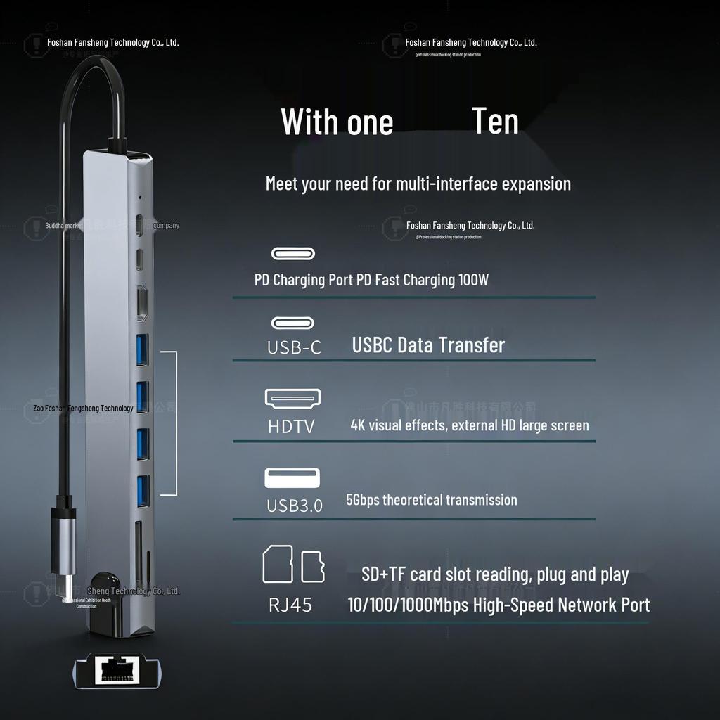 Type-C USB Hub: Docking Station with HDMI Screen Mirroring for Laptops, Tablets, and Phones