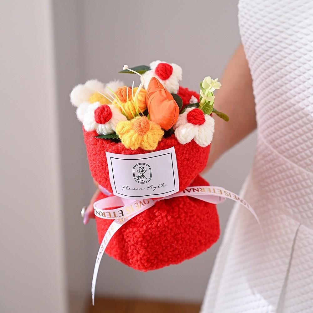Home Decor Knitted Flower Bouquet Tulip Artificial Flower Bouquet Crochet Flower Bouquet  Festival