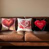 Valentine Red Heart Cushion Cover Soft Reversible  Durable Pillow Cover  MultiScene Use for Home  Car Daily Comfort
