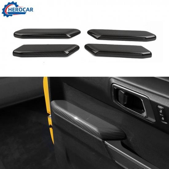 

4x Door Handle Armrest Cover Trim For Ford Bronco + 4 Doors Carbon Fiber