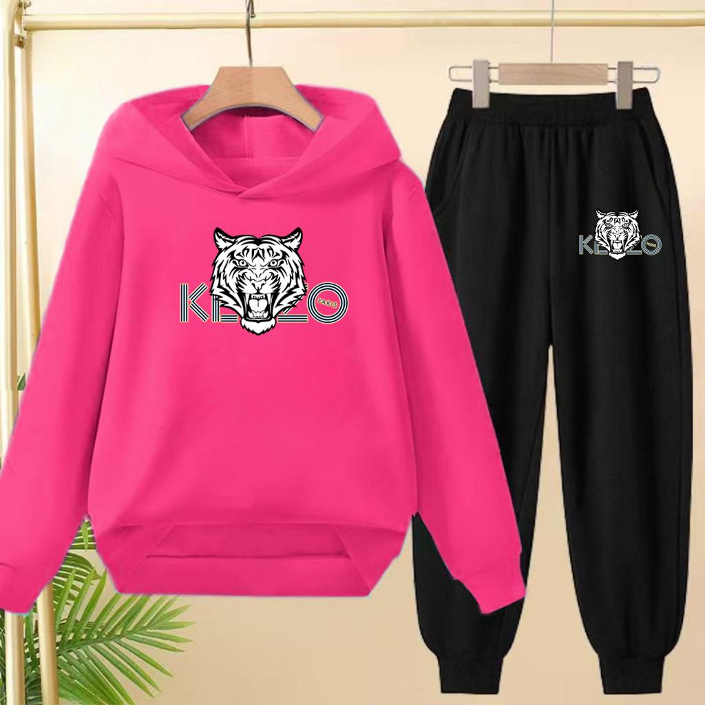 Children's 3-12Yrs Tiger print Pullover Hoodie Boys Girls Toddler Sweatshirt+Trousers Casual Fashion Charming Sports Jogging Set