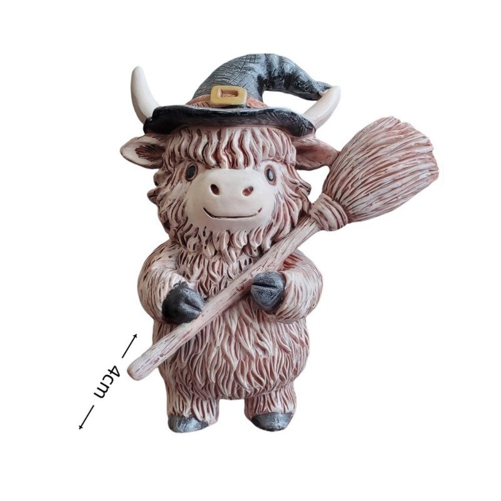 Funny Cow Figurine Resin Animal Sculpture Christmas Highland Cow Statue  Gift