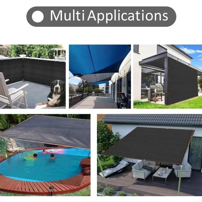 2x2m 2x4m Black Sun Shade Net Fabric, UV Protection Pergola Awning Cover With Grommets Edge, Garden Patio Greenhouse Plant Sun Protection Shade Cloth