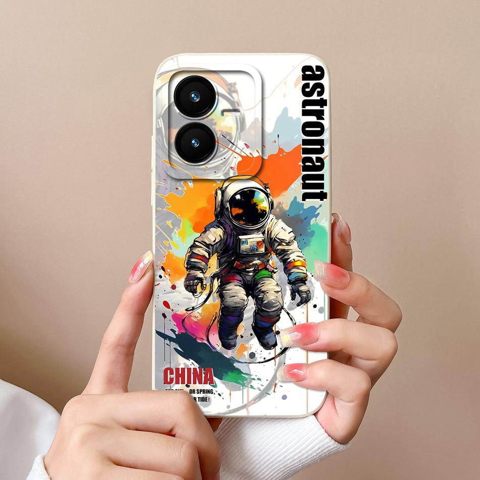 Case For Vivo Y22 Y22S Cover Camera Lens Protector For Vivo Y 22 Soft Liquid Silicone Cartoon Phone Back Covers For Women Man