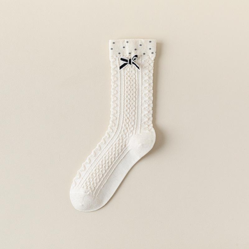 

10Pair 25 Autumn Socks Women S College Fengsen Polka Dot Lace Medium Tube Stacking Socks Boneless Cotton Socks Women S Socks One size fits all