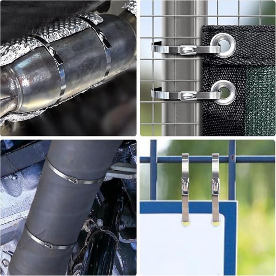 Metal Zip Tie Gun Kits, Stainless Steel Cable Tie Tool with 100pcs 11.8inch Metal Cable Tie Of Uv-Resistant Heavy-Duty Metal zip Ties, Chain Link