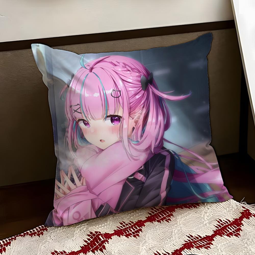 HHololive MMinato Aqua Cushion Cover Reversible Soft Durable Pillow Cover Home  Car MultiScene Use for Daily Comfort