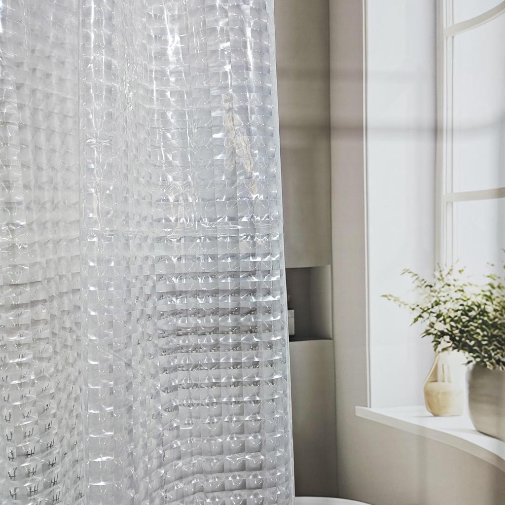 EVA Waterproof Thickened Transparent Shower Curtain - Moisture-Proof, No-Punch Installation