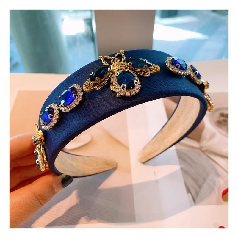

Роскошный металлический ободок для волос с драгоценным камнем и пчелой, женский широкий ободок для густых волос, винтажный, легкая роскошь, со стразами, ювелирные украшения с пчелой, аксессуары для волос для девочек