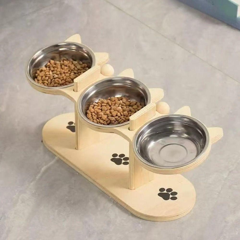15 ° Slant Cat Food Water Bowl Anti-flip Elevated Pet Feeder Bowl  Household