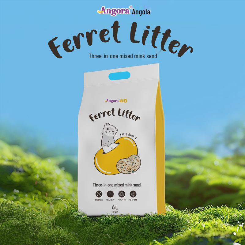 

Angoru 3-in-1 Mixed Mink Sand: Tofu & Bentonite, 5 lbs Deodorizing Ferret Pet Sand no