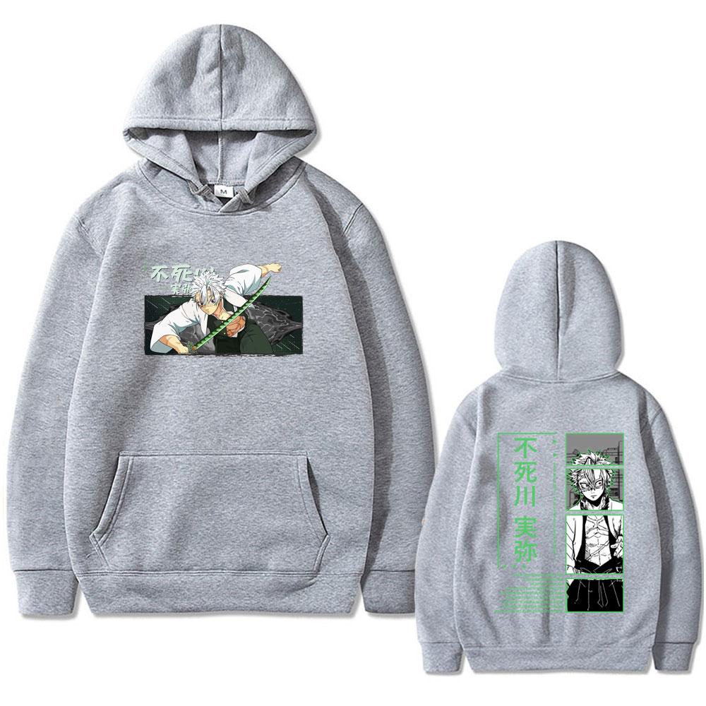 Anime Demon Slayer Shinazugawa Sanemi Graphic Hoodie Kimetsu No Yaiba Print Sweatshirt Male Fashion Oversized Streetwear