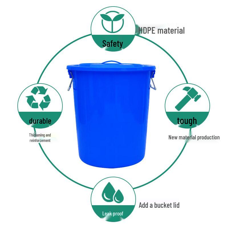 ZISIZ Large Thickened Plastic Bucket with Lid