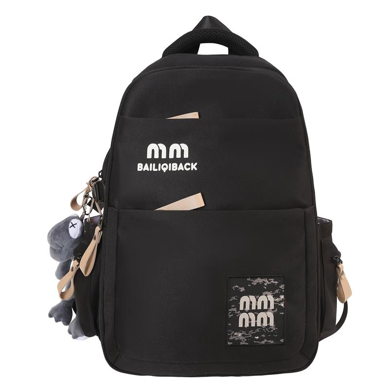 

Студенческий школьный рюкзак, мужской рюкзак с цветными блоками большой емкости, женский рюкзак с буквенным принтом чёрный