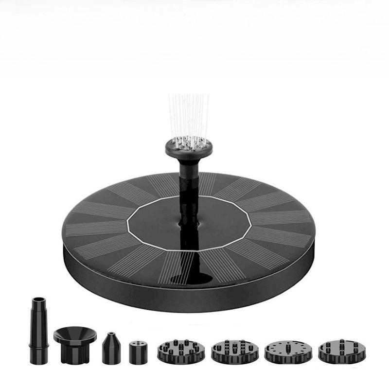 Pompa per Fontana d'Acqua Solare con 6 Ugelli e Luci LED Colorate, Decorazione da Giardino Esterna per Vasca per Uccelli, Decorazione per Stagno in Cortile