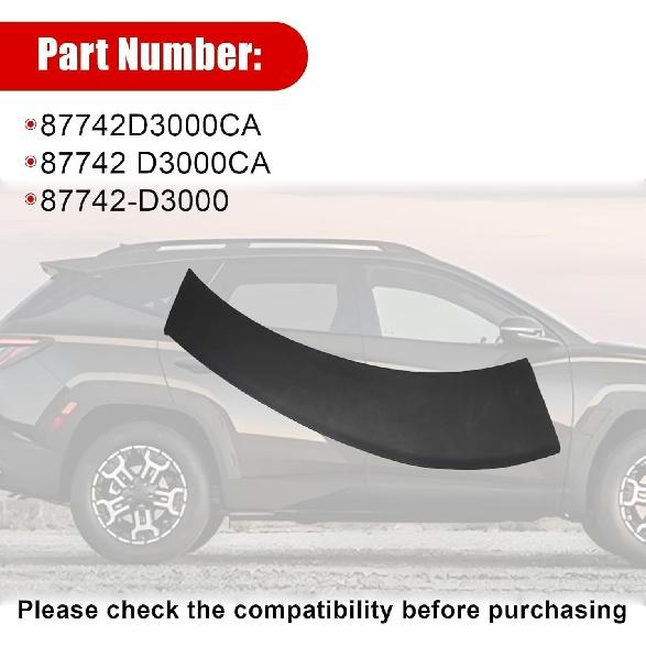 FZJDSD Black Rear Right Side Fender Molding Wheel Flare Garnish 87742-D3000CA Compatible with Hyundai Tucson 2016-2021