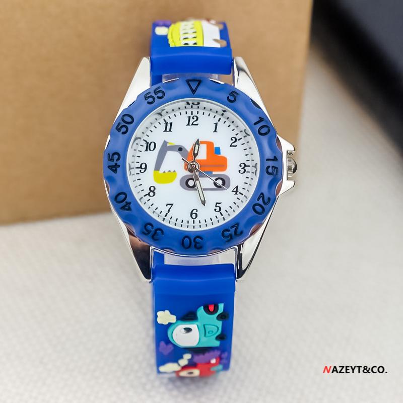 Korean 3D Cute Excavator & Go-Kart Quartz Watch for Boys - Silicone Strap