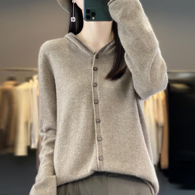 Women's Loose Knit Wool Cardigan Sweater - Autumn/Winter Casual Top