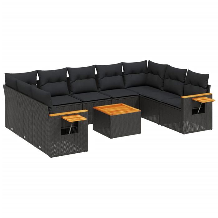 VidaXL Garden Lounge Set with Cushions 10 Pcs, Patio Sofas, Patio Furniture Set, Outdoor Furniture, Black 3227119