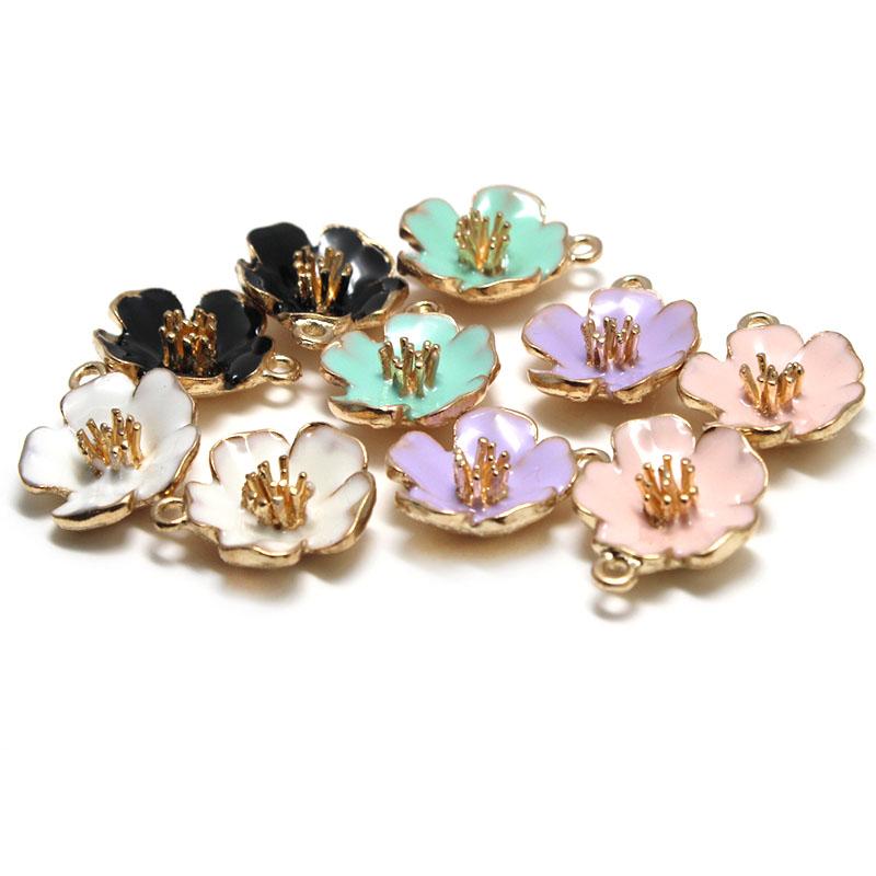 

10pcs/lot Drop Oil Enamel Flowers Charms for Jewelry Making Fashion Earring Pendant Necklace DIY Handmade Findings Accessories