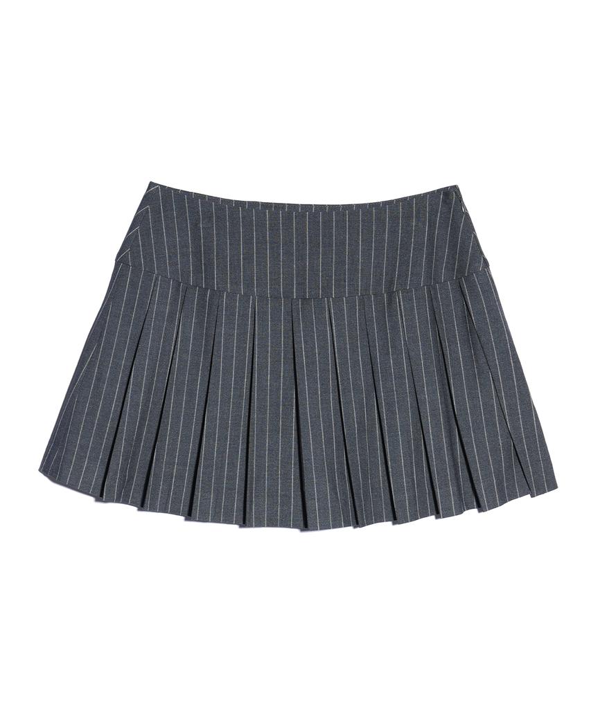 YOUHEE Pin Stripe Star Pleats Skirt Charcoal