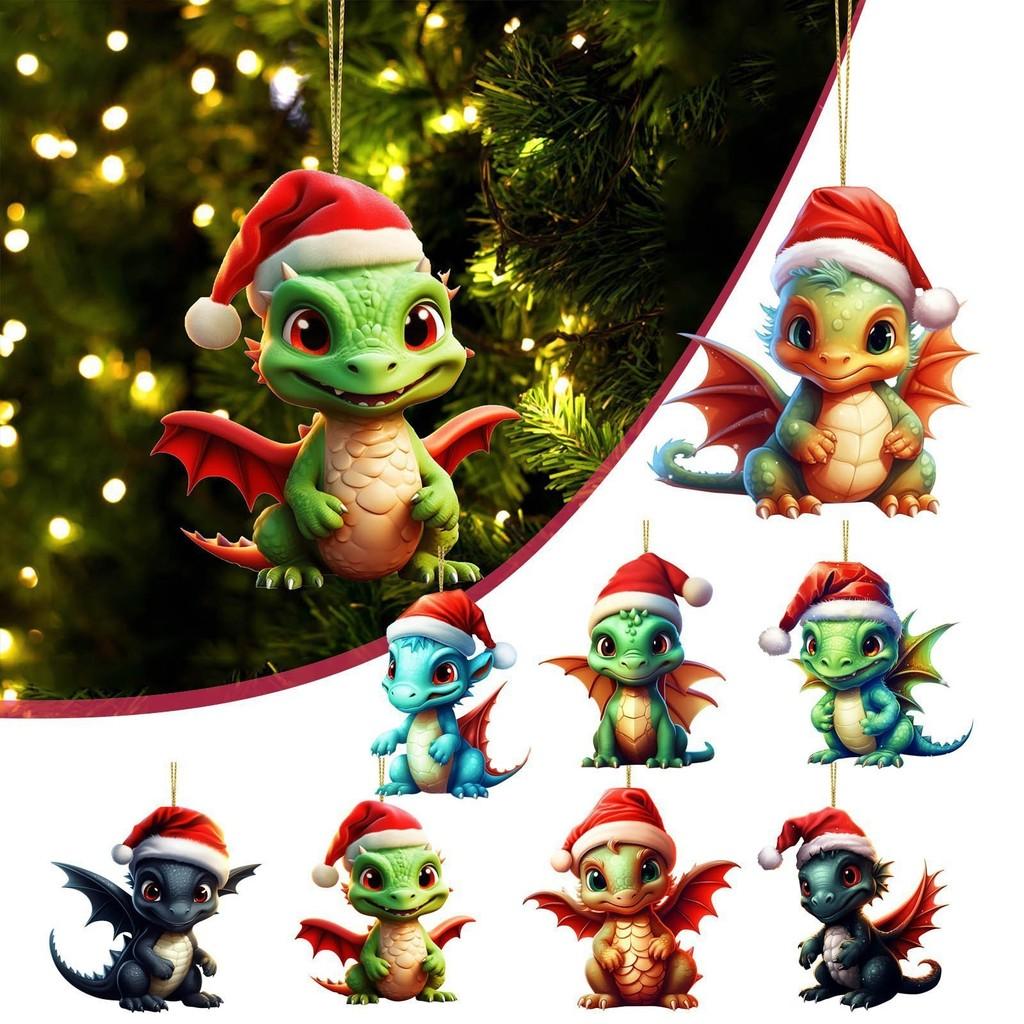 Charming Cartoon Christmas Dragon Car Decor Bright Festive Hanging Ornament Homes For