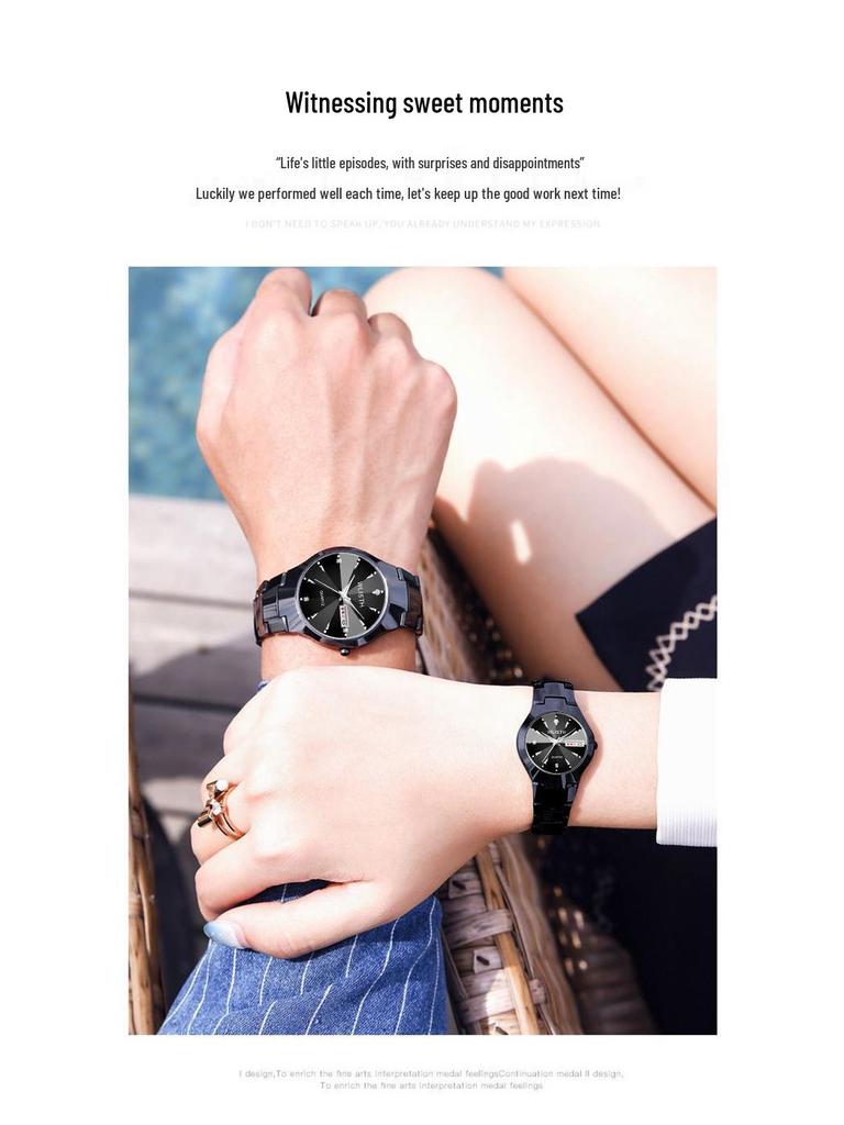 Wolis Waterproof Luminous Calendar Quartz Watch for Men & Women - Steel Band Business Couple Wristwatch