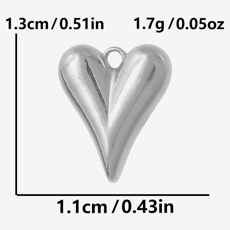 6pc Sweet Love Pendant Real Gold Plated Stainless Steel Heart Charms For Jewelry Making Supplies DIY Keychain Pendant Charm Bulk