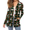 Women's Fashion Christmas Print Long-Sleeved Pocketed Slim-Fit Cardigan Coat