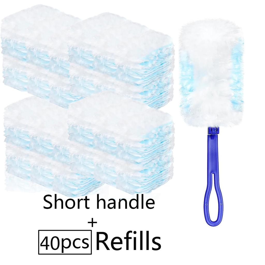 Disposable Electrostatic Duster Brush with Adjustable Handle Replace Refills for Home Office Blinds Car Duster Cleaning Tool
