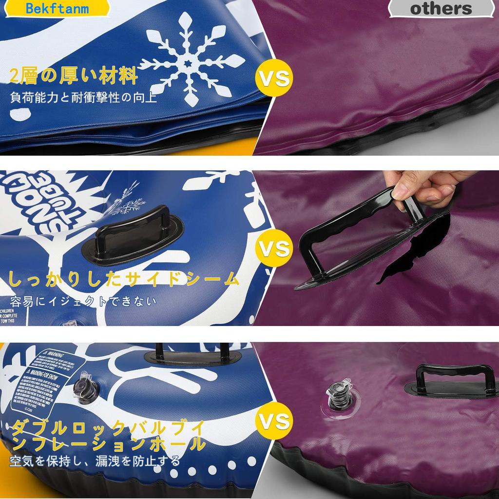 120cm Snow Tube, 2-Seater, Cold-Resistant (-25°C), Heavy-Duty 0.8mm PVC, 250kg Capacity, Leak-Resistant, Reinforced Handle, Foldable, Snow Sled,