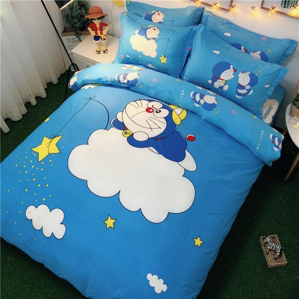 

Синий роботизированный кошачий спальный набор, Детский подарок Подросткам взрослым Микрофибра двуспальная 2/3 предмета Пододеяльник на молнии Декор комнаты 90x200cm