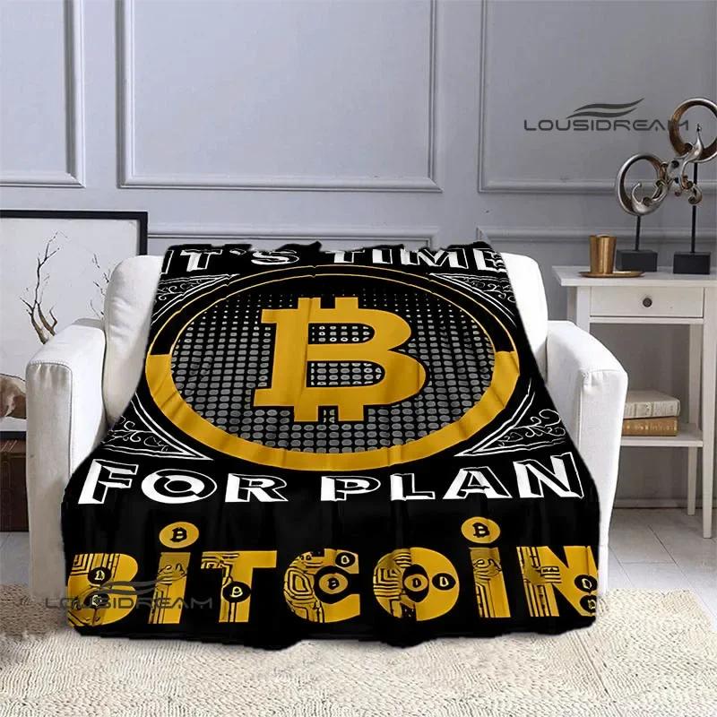 Bitcoin Fashion Printed Blanket Kids Warm Blanket Flannel Soft Cozy Blanket Sofa Bed Blanket Travel Blanket Birthday Gift