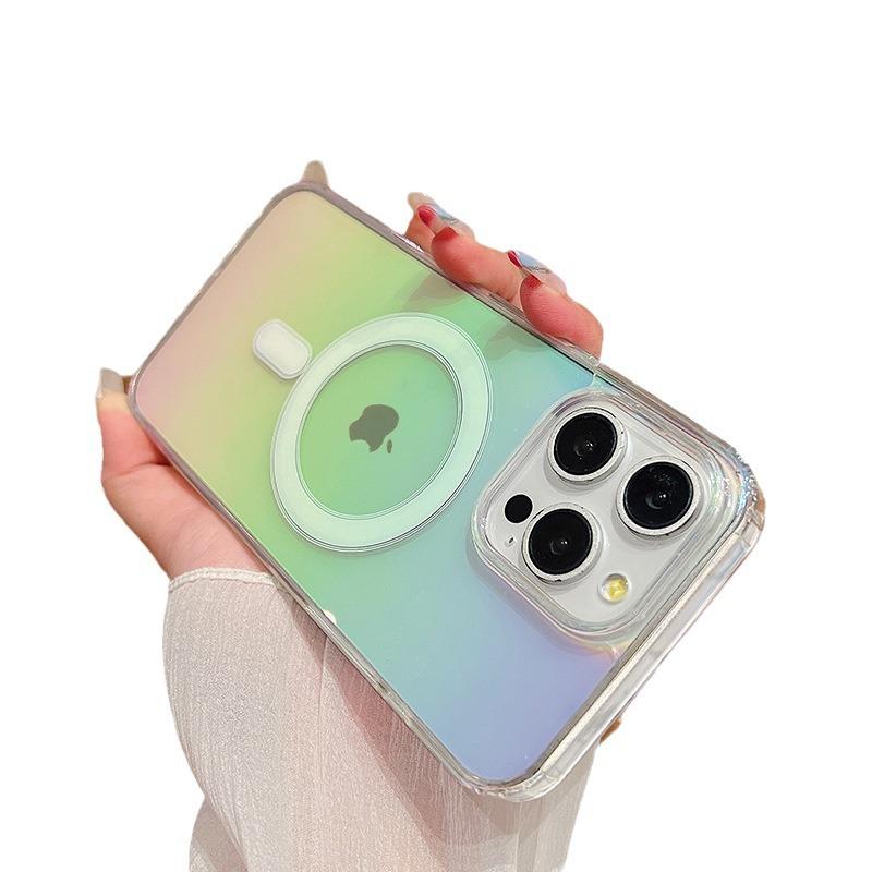 Color Plating Gradual Change Magnetic Suction Acrylic Mobile Phone Case Apple 16PRO Explosion Foreign Trade iPhone17 Magnetic Case Applicable