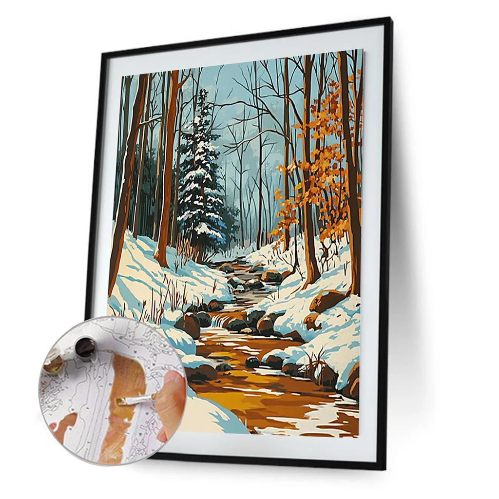 Winter Forest DIY No Frame Acrylic Paint-By-Number Kit 40*50cm Acrylic Paint By Numbers Kit On Canvas for Beginner Wall Decor