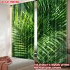 2D flat printing 2pcs Party Window Curtains Lush Green Palm Leaves Digital Printed Polyester Drapes Holiday Decorations for Home