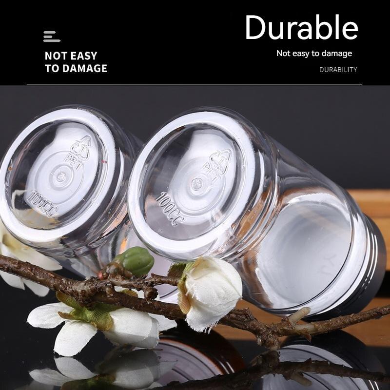 5pcs 200ml Plastic Bottle With Metal Cap Transparent Plastic Dried Fruit Bottle With Cap Empty Bottle Sealed Bottle Jar