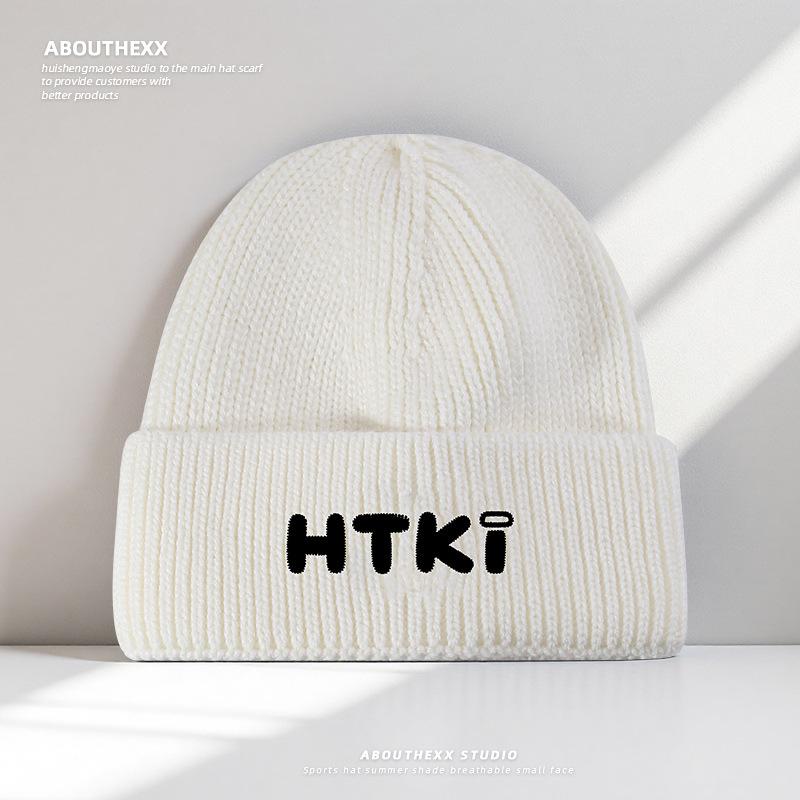 

Autumn and Winter Warm Woolen Hat for Women with Letter Embroidery Outdoor Casual Ear Protection Woolen Hat Korean Version Versatile Knitted Cold Hat M（56-60cm）