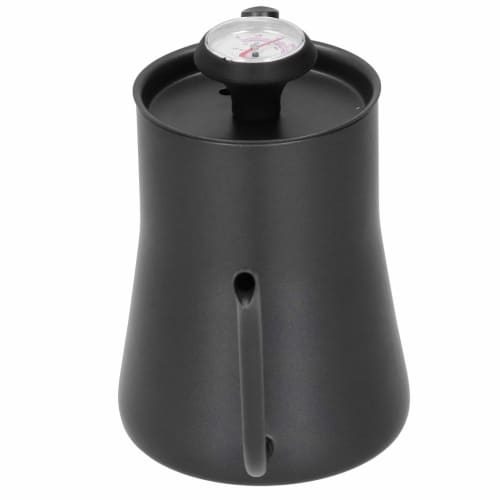 Stainless steel narrow-spout coffee drip pot with thermometer for coffee and tea (650ml, black)
