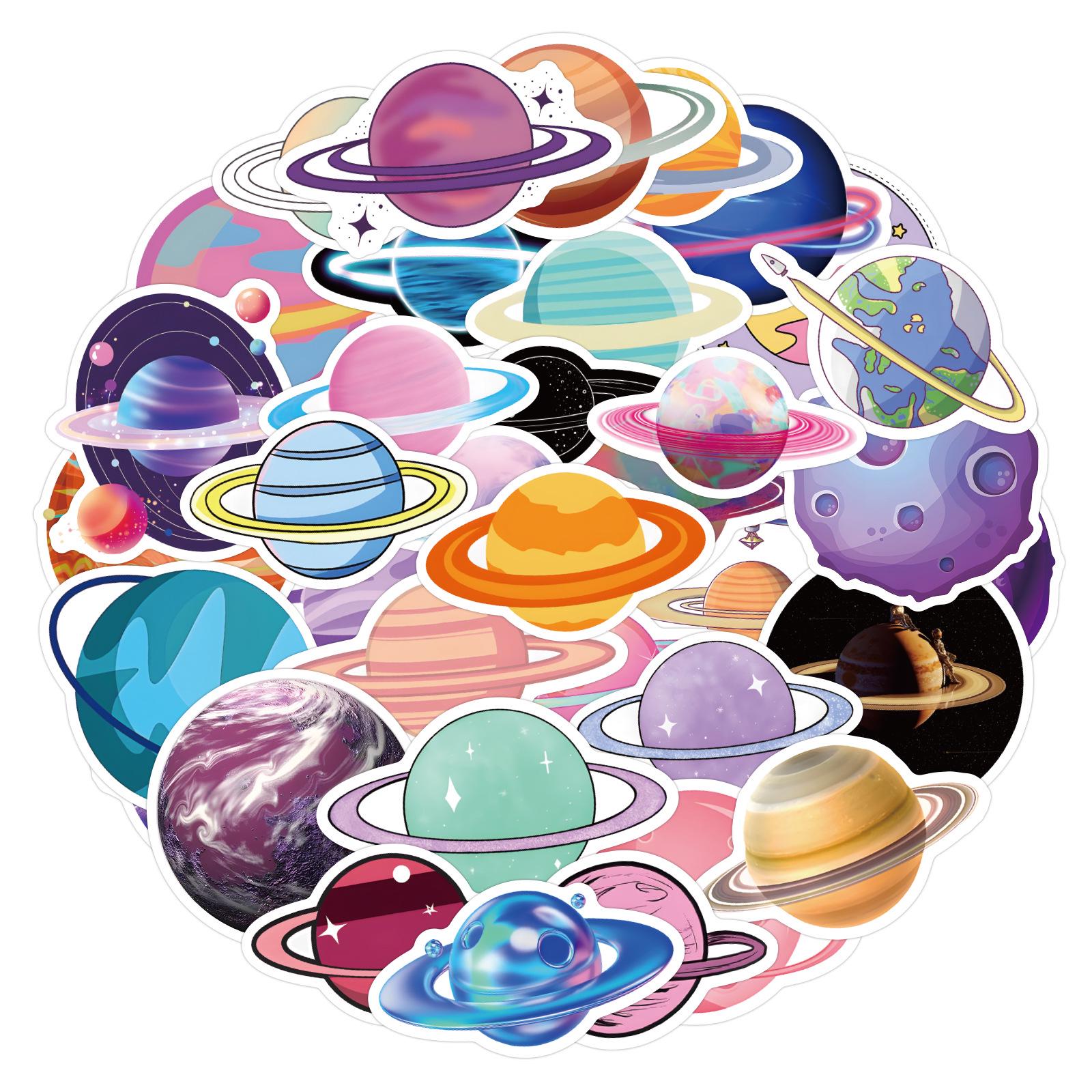 60 Waterproof Space-Themed Stickers: Planets & Asteroids for Windows, Notebooks, Cups, Suitcases
