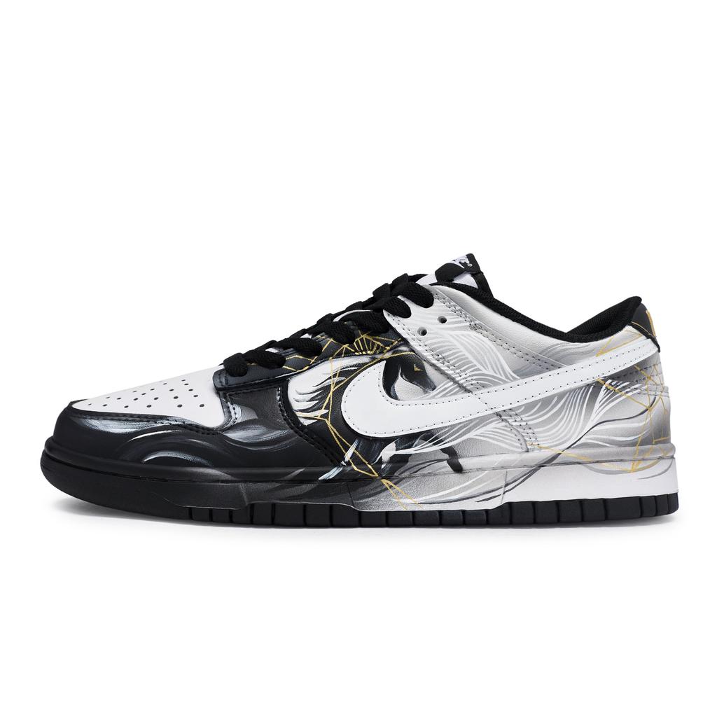 Nike Dunk 811 Manufacturing, Jiying Xingkong, Special Shoe Box Low Top Skateboard Shoes Men's Black White Gold DD1391-100(Team80-S-BOX)