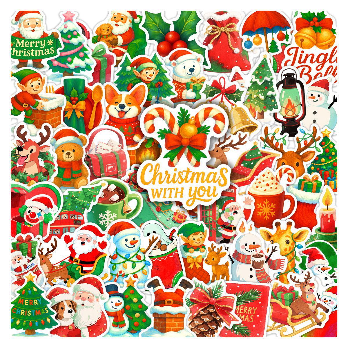 50 Sheets of Cute Christmas Animal Stickers for Kids Notebooks and Phone Cases