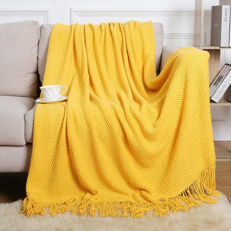 Nordic Tassel Sofa Throw Blanket - Air Conditioning Nap & Hotel Bed Runner, Summer Bed Flag, Bed End Blanket