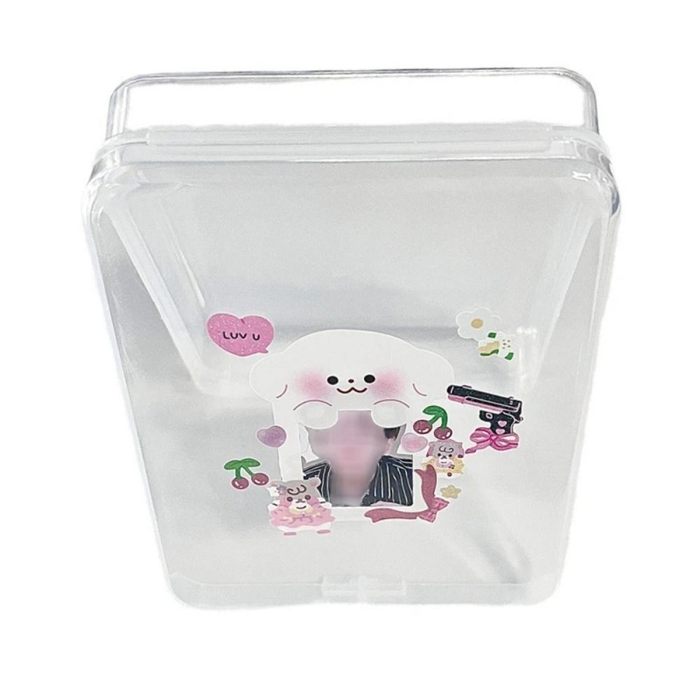 1Pcs Plastic Desktop Container Case Stickers Collection Photocard Holder Transparent Storage Box