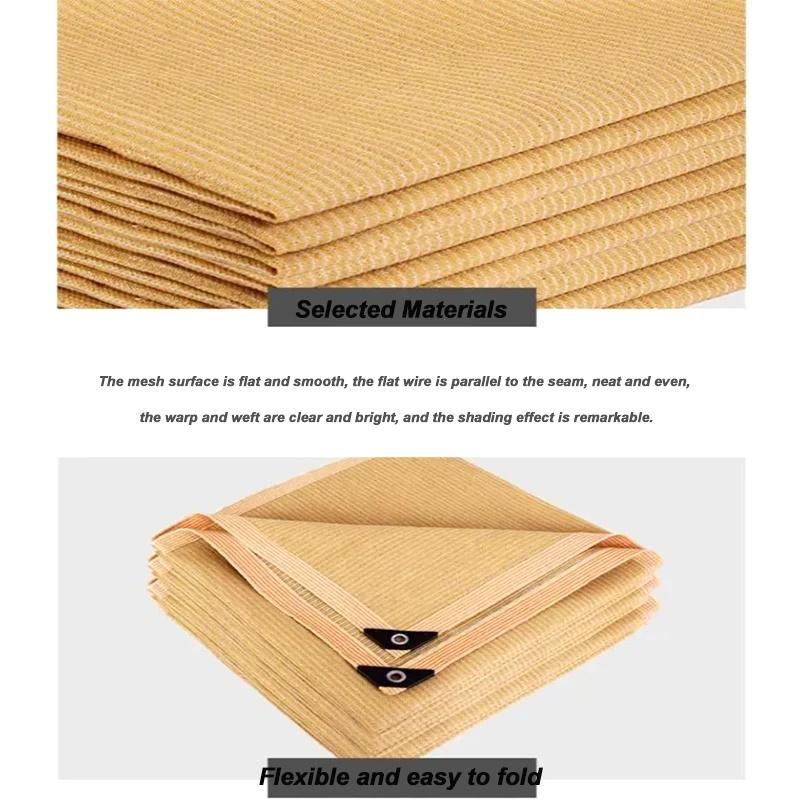 Beige Shade Mesh Wrap-Around Perforated Shade Fabric Thickened Heat Insulating Mesh Summer Outdoor Sun Shade Sail