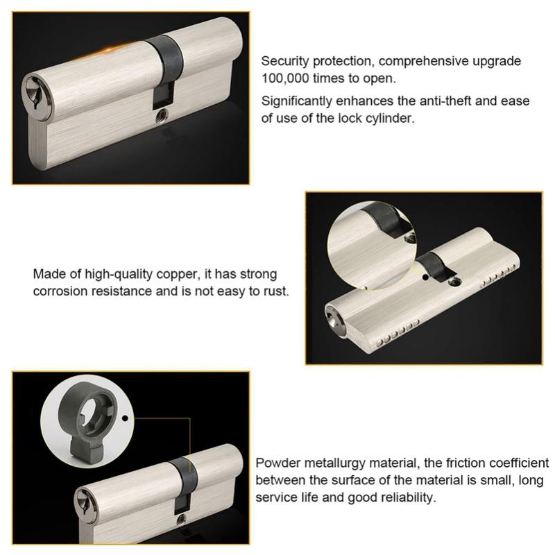 Kupfer Doppel-Offen-Schließzylinder Diebstahlsicher Holz Türschlosszylinder(L=60mm(30/30))