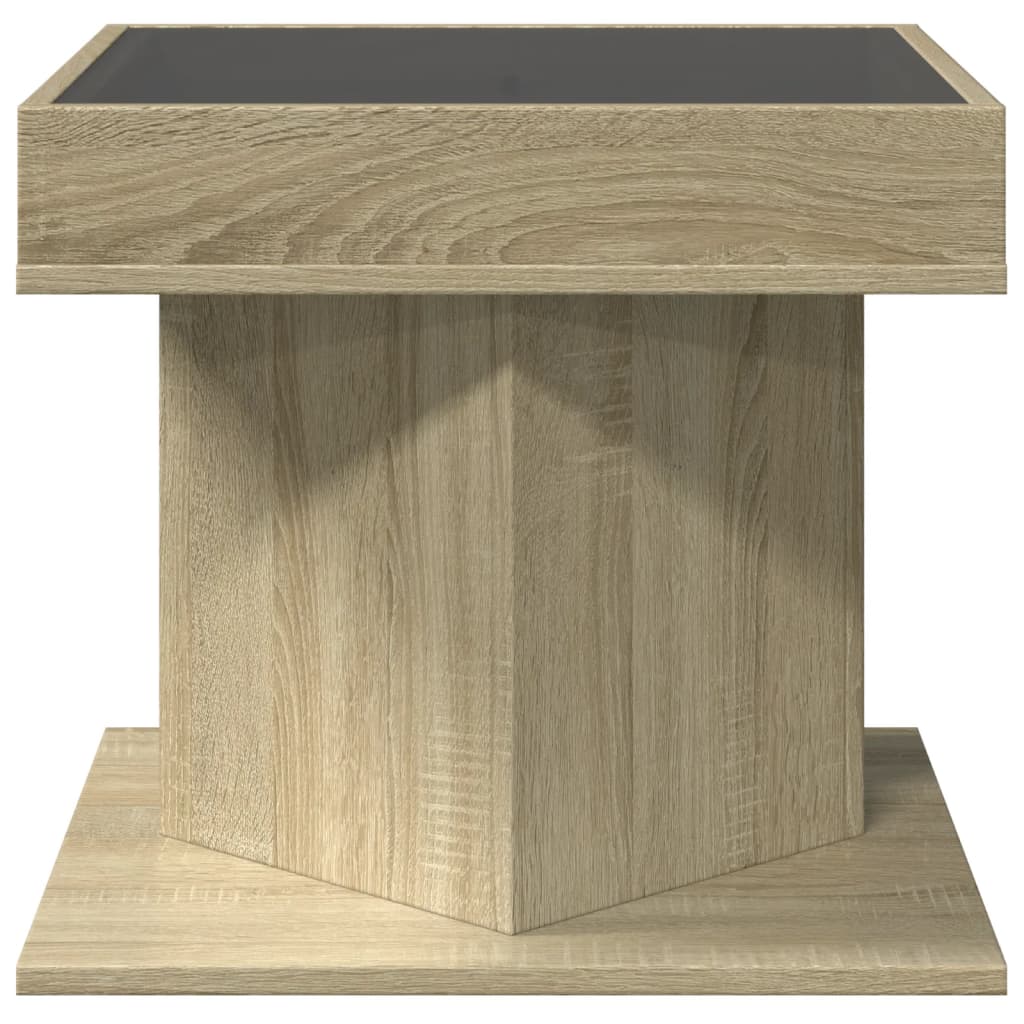 LED Coffee Table in Sonoma Oak 50 x 50 x 45 cm Particleboard