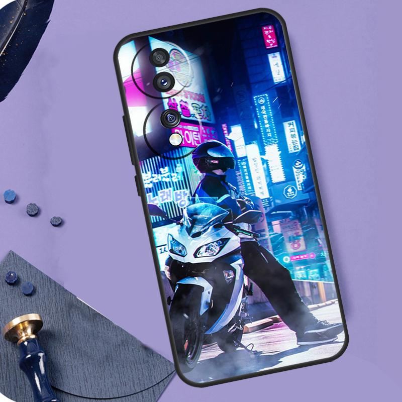 Neon Motorcycle Biker Case For Honor Magic 6 Pro Magic 5 Lite 50 70 90 Lite X6 X7 X8 X9 X6a X7a X8a X9a X8b X9b
