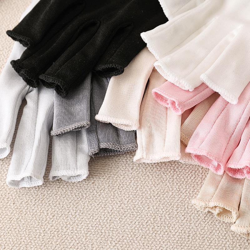 YuYue 2025 Mulberry Silk Sun Protection Half-Finger Gloves for Summer Driving and Riding