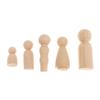5Pcs Wooden Peg Dolls Family DIY Crafts Cake Topper Kid's Printed Decoration